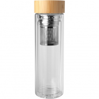 Logotrade promotional gift image of: Bailey 400 ml borsilicate glass infuser bottle with bamboo lid